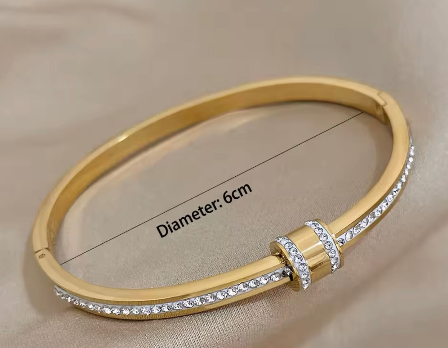 Thin Cubic Zirconia Stainless Steel Bracelet