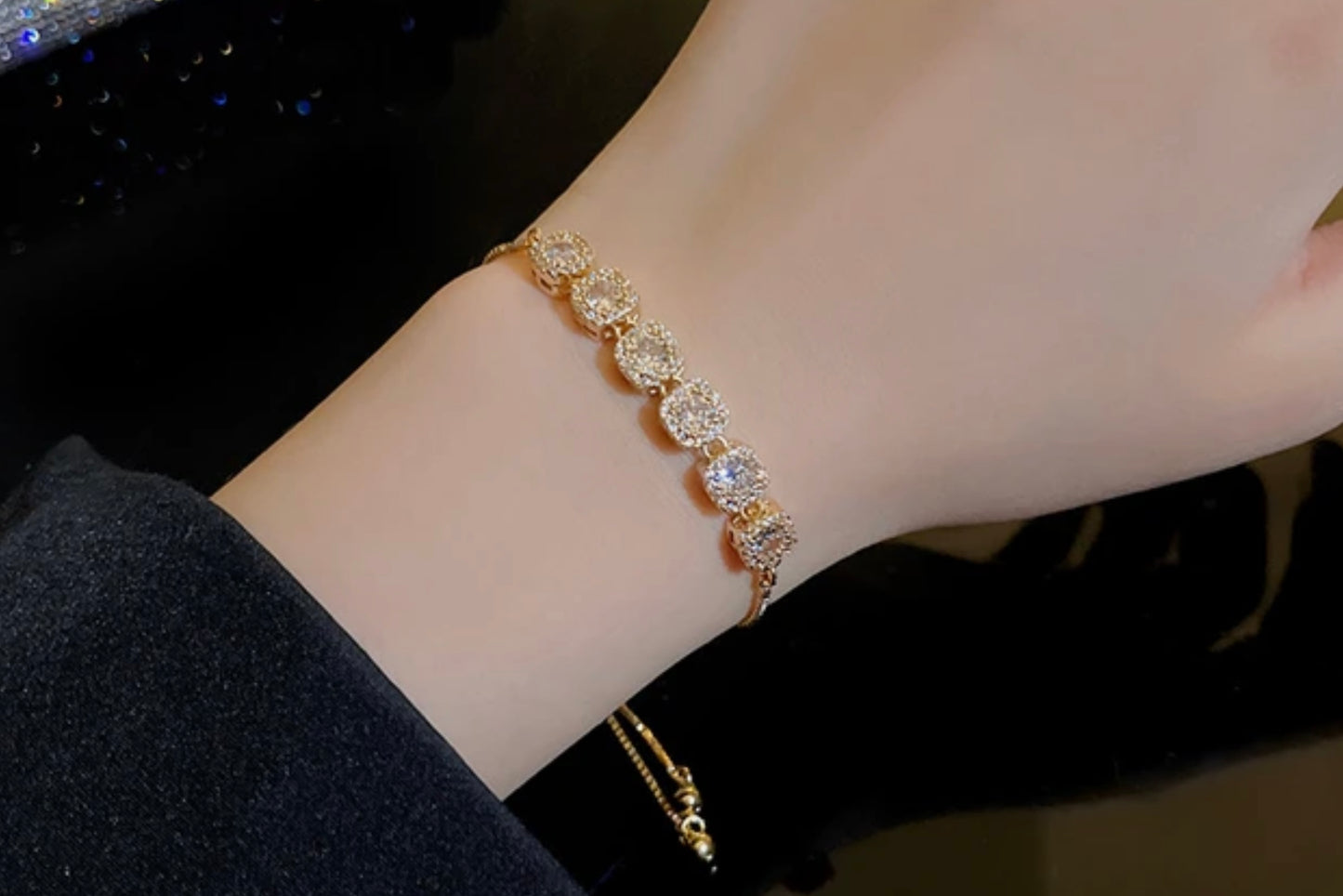 Clear Stone Gold-Plated Stainless Steel Bracelet