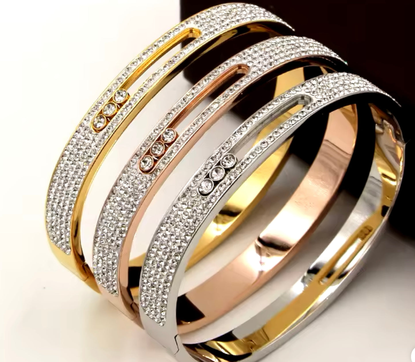 Gold-Plated Stainless Steel with Cubic Zirconia Bracelet