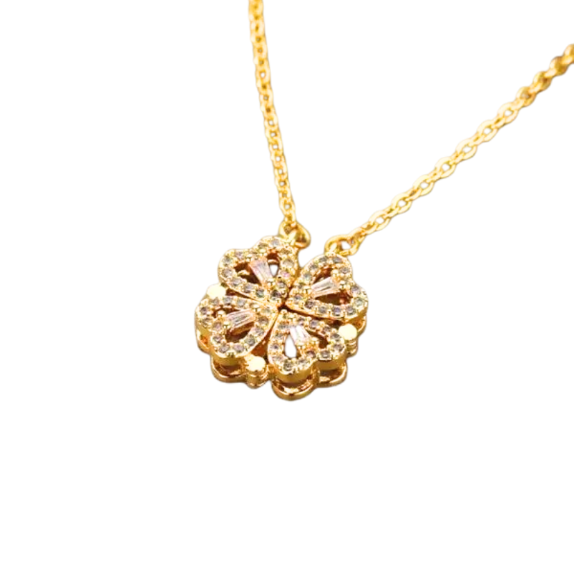 Four-Hearted Pendant Gold-Plated Stainless Steel with Cubic Zirconia Necklace